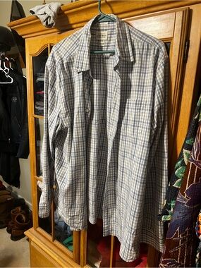 Lucky Brand Blue and White Plaid Button-Down Shirt